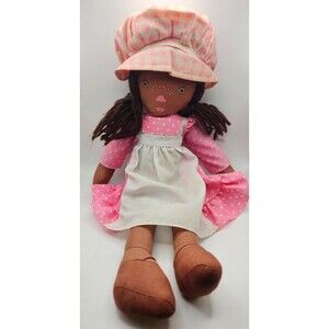 Vintage 1981 Lion Rock Cloth Doll Pink Polka Dot Dress Hong Kong Toy